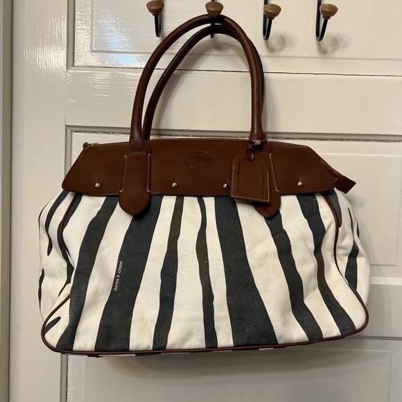 Dooney & Bourke Handbags - Dooney & Bourke Leather n Canvas Weekender Travel Zebra Satchel Tote Bag  17" lg
